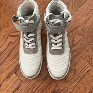 Quilted High-Top Sneakers with Ankle Strap